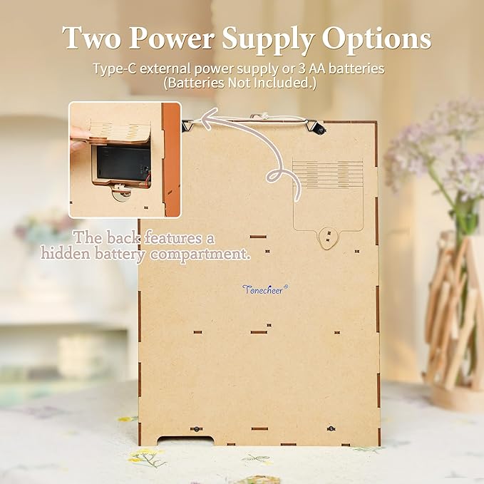 Tonecheer DIY Miniature House Kit, Book Nook Dollhouse Story Frame Kit Wooden 3D Puzzle, Wall Mountable Decor Diorama Model with Dust Cover and LED for Ideal Gift - Blossom Time