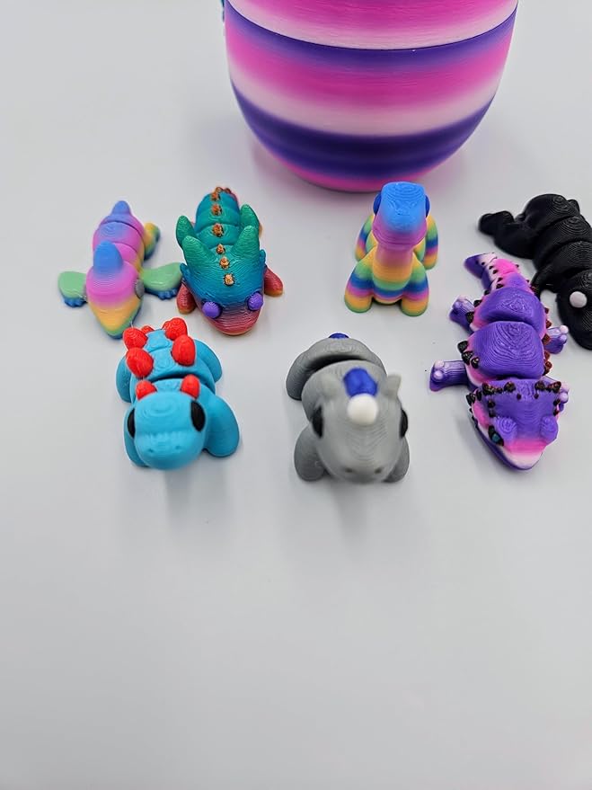 Mystery Mini Animal Packs - 3D Printed Articulating Figurines - Unique and Fun Designs Includes Mystery Egg - Stress Relief (Fantasy Pack)