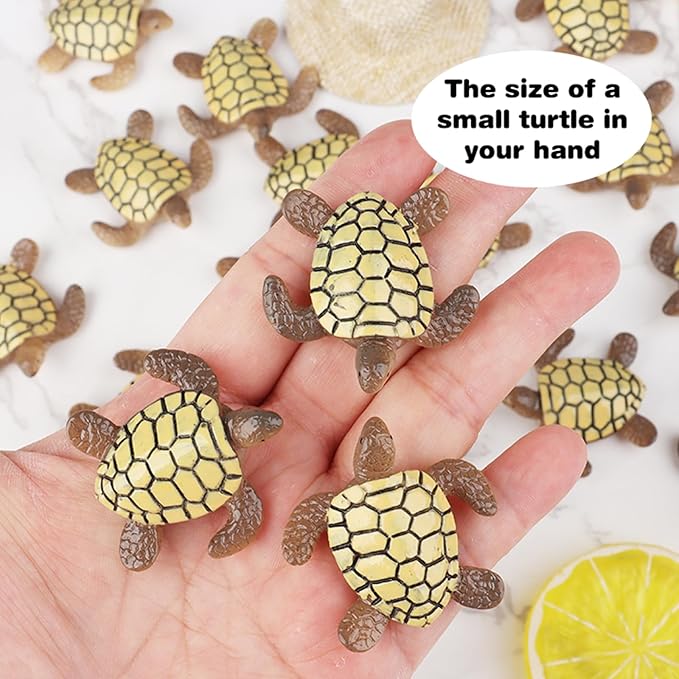 24 Pcs Miniature Sea Turtles Sea Turtle Figures Ocean Animal Figurines Mini Turtle Figurines for DIY Home Fairy Garden Office Fish Tank Birthday Party Favor Decorations