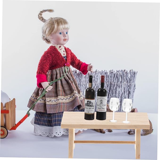 Abaodam 1set Miniature Wine Bottles with Cups Dollhouse Decor Realistic Mini Bottle Models for Photography Props and Home Decoration