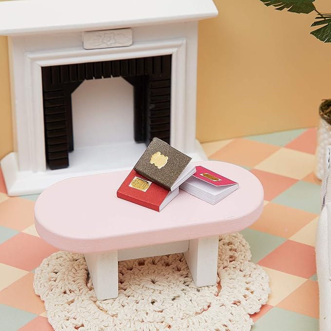 Skylety 24 Pieces 1:12 Scale Miniatures Dollhouse Books Assorted Miniatures Dollhouse Accessories Small Books Decoration Accessories Doll Toy Supplies(Label Style)