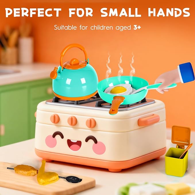 60Pcs Kids Mini Play Kitchen Accessories, Pretend Cooking Play Set with Cookware, Tableware & Fruit & BBQ Sets, Learning Gift for Boys, Girls, Toddlers,Green