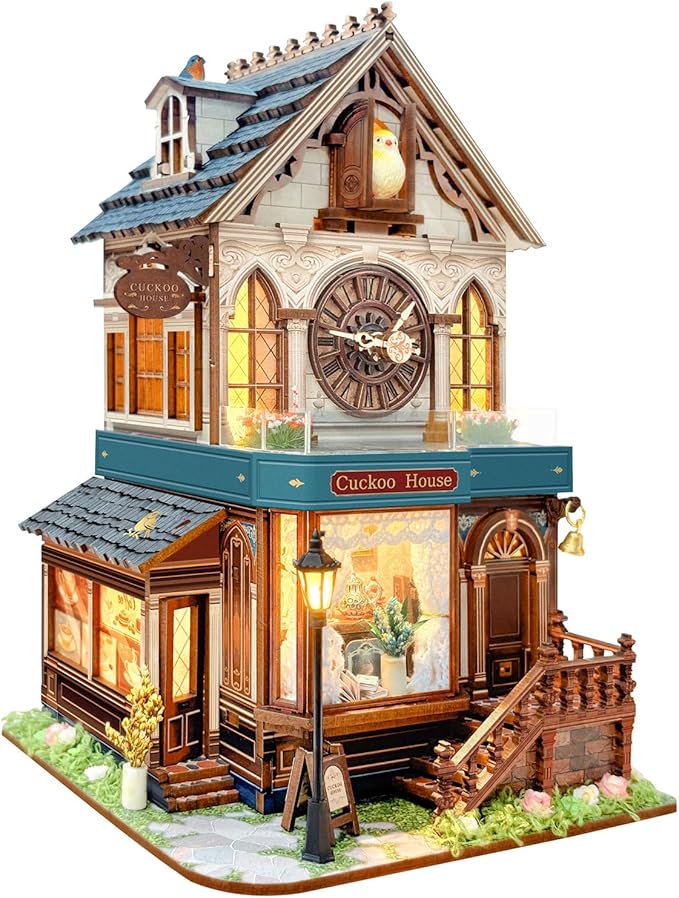 Book Nook Kit for Adults and Teens, DIY Miniature House Kit with Led Light, 3D Wooden Puzzles for Adults, Wood Gifts for Family and Friends(Cuckoo House)