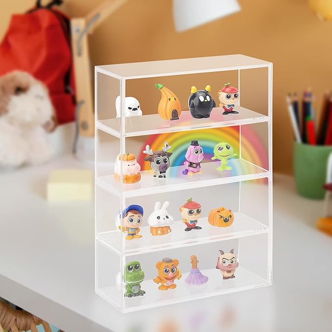 Clear Display Case 4 Layer Mini Action Storage Box Cabinet Organizer for Mini Toys(Mini Toys are Not Included)