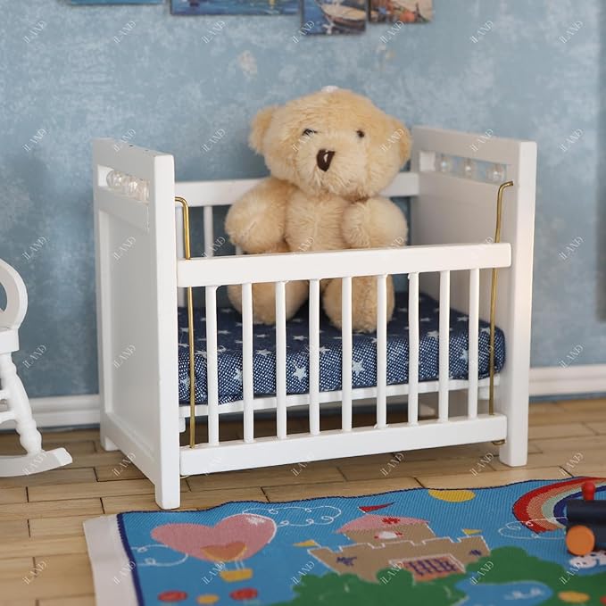 iLAND Miniature Dollhouse Furniture for Nursery Babyroom on 1/12 Scale Realisitc Doll House Furniture and Accessories Set Lovely for Teens Dollhouse Enthusiasts