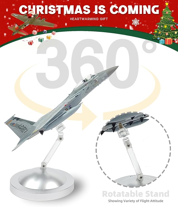1/100 F-15C Eagle Metal Airplane Model Kits with Stand Gulf Spirit Diecast Alloy Fighter Model Jet Military Aircraft Collection for Adult Display or Gift