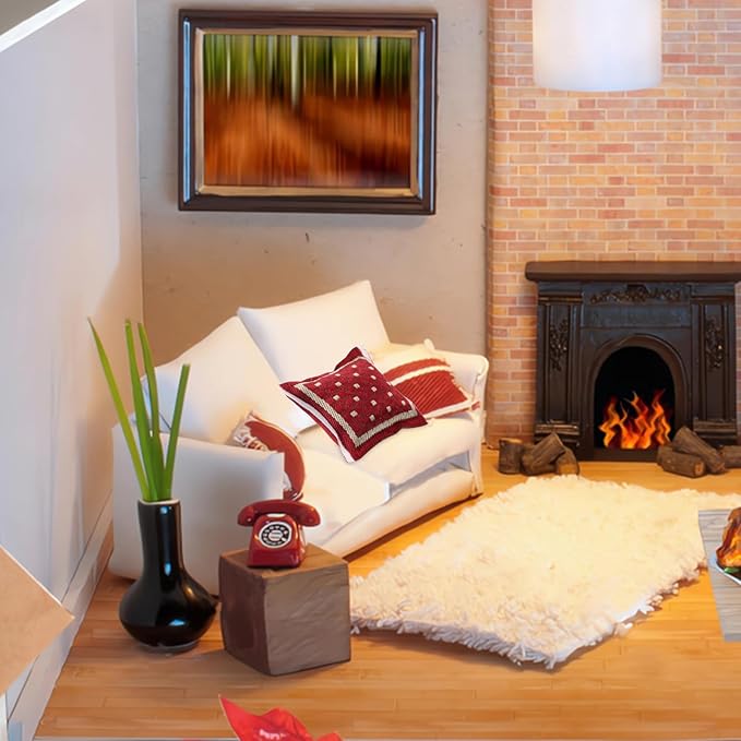 LOGOFUN 2pcs Miniature Dollhouse Throw Pillows Mini Soft Silk Sofa Cushions Model for Living Room Decoration Doll Accessories