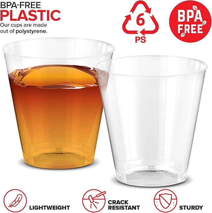 Stock Your Home 2 oz Shot Glasses - 2000 Mini Plastic Shot Glasses (2oz) Clear Disposable Cups for Jello Shots, Wine Tasting, Liquor, Whiskey, Pudding, Sample Cup for Halloween and Elegant Parties