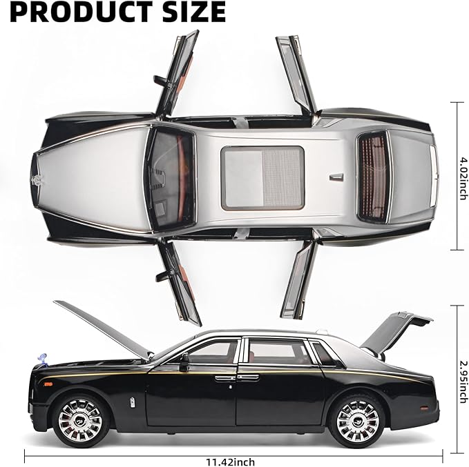 Car Toys for Boys 1/18 Diecast Cars Phantom Model Car Kits Collectible Suitability for Children and Adults,Pull Back Cars with Light and Sound,Toy Cars for Boys Age 4-7（Silver）