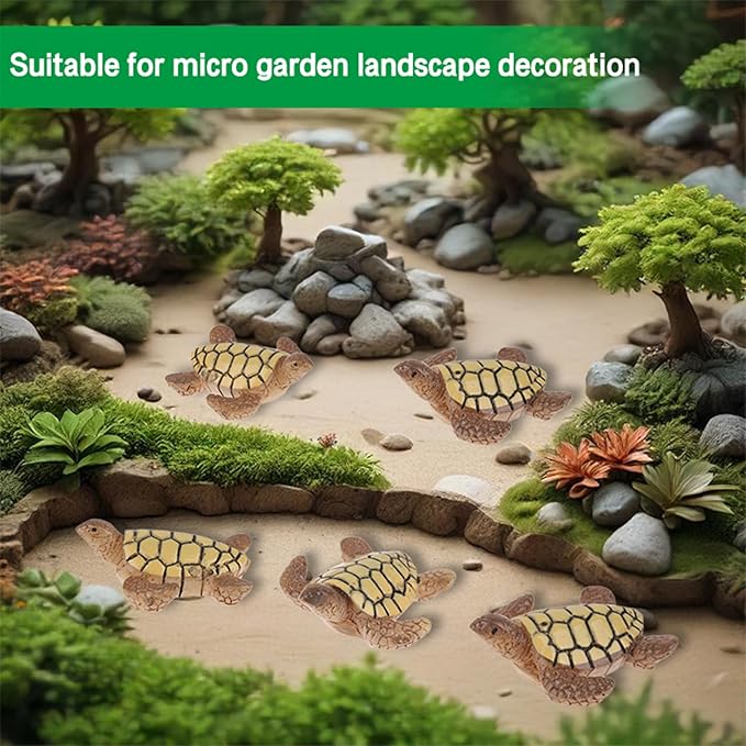 24 Pcs Miniature Sea Turtles Sea Turtle Figures Ocean Animal Figurines Mini Turtle Figurines for DIY Home Fairy Garden Office Fish Tank Birthday Party Favor Decorations