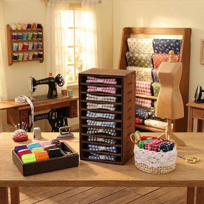 Dollhouse Accessories Miniature Sewing Tool Kit 1:12 Sewing Room Accessories Sewing Basket Simulation Model Dollhouse Decorations (C)