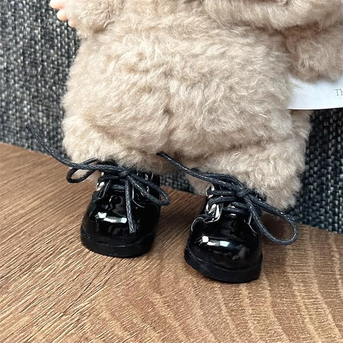 Compatible with Labubu Doll Shoes for 17cm Doll,Shoes Used for Labubu Accessories(P-Black)