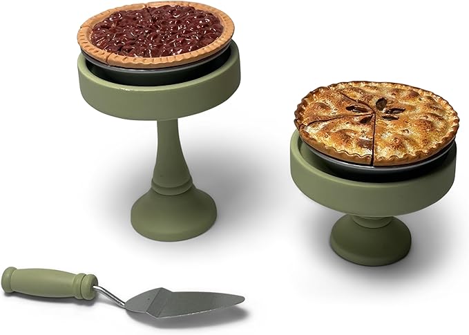 THE QUEEN'S TREASURES 18 Inch Doll Bakery Food Accessories, Yummy Pecan and Apple Pies with 2 Slices, 2 Metal Pie Pans, 2 Cake Stands. Compatible with American Girl