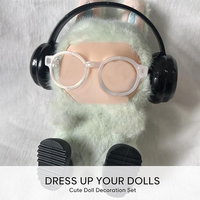 sunla Doll Shoes and Glasses and Headphones for 17cm Doll, Mini Doll Clothes Decorative Set Accessories-Style 2