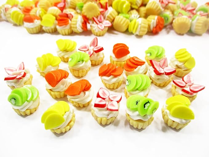 Dolls House Miniature Food Lot 10 Mixed Fruit Cupcakes Bakery Cupcake 4297