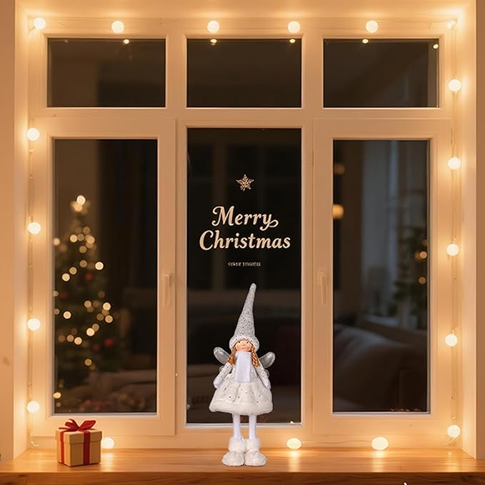 Dedrian11 Christmas Indoor Decor Fabric Angel Doll, Festive Elf Figurine with Whimsical Charm,Ornament & Gift for Women, Christmas Tree Decor & Home Accent (White)