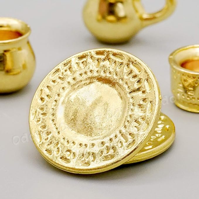 Odoria 1/12 Miniature Tea Set 8Pcs Dollhouse Decoration Accessories, Gold