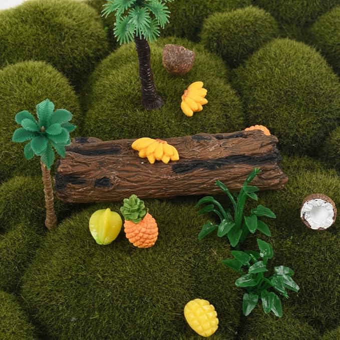 Mini Fake Fruit 30PCS, Artificial Tropical Fruit Resin Fruit Models Miniature Banana Mango Pineapple Starfruit Coconut for Mini Kitchen Scene House Store Display Decoration