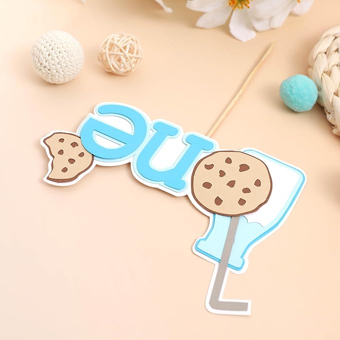 Milk and Cookies one cake topper - Milk and Cookies 1st Birthday Decoration, One Sweet Boy Birthday Decor, Boy FirstBirthday cake topper