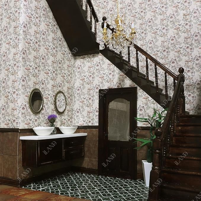 iLAND Originality Dollhouse Wallpaper 39 * 15.7 inch, Dollhouse Accessories on 1:12 Scale or 1:6 Scale (Forest Whisper)