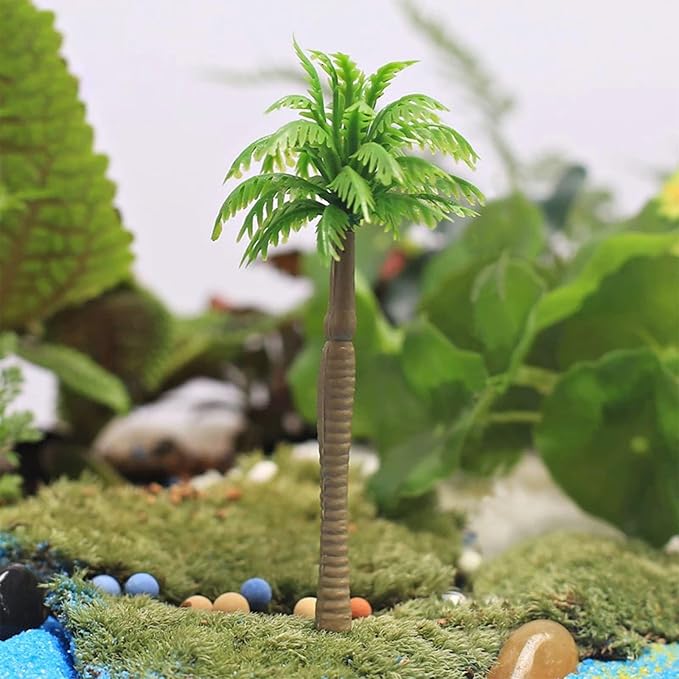 Cayway 50 PCS Model Trees Coconut Palm Model Trees, Mixed Model Trees for Model Train Railway Architecture Diorama DIY Scenery Landscape