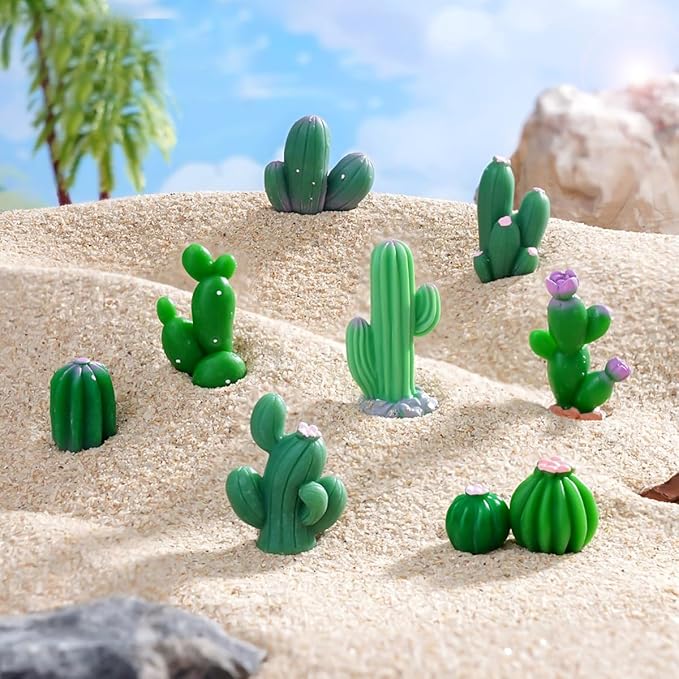 12 PCS Mini Resin Cacatus Plants, Fairy Garden Accessories, Miniature Figurines, Micro Landscape Ornaments