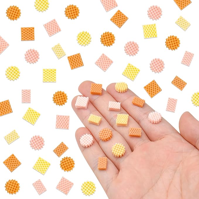 100 Pieces Mini Cookies for Dollhouse Miniatures Mini Food for Crafts Tiny Resin Things for Dollhouse Mini Kitchen Micro Landscaping Decoration