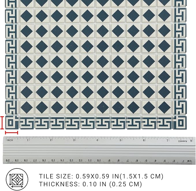 150 pcs, Dollhouse Flooring, 1:12 Scale Doll House Tiles, Miniature Checkerboard Floor, REDUCIO! (Aegean Mosaic)