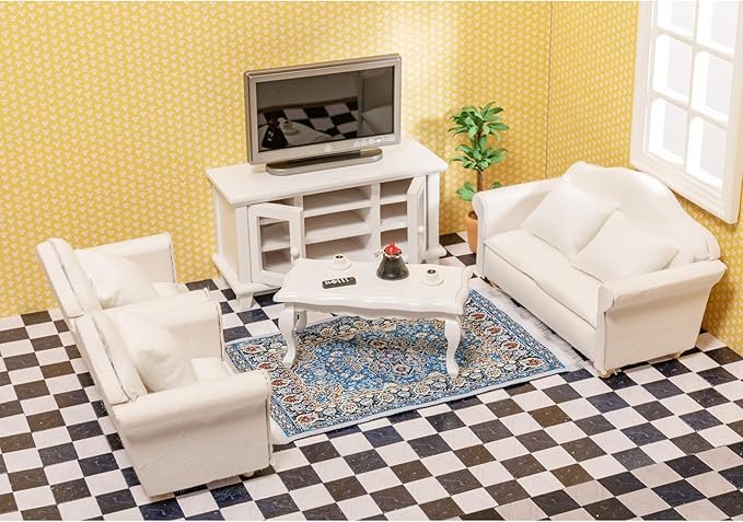 SAMCAMI Miniature Dollhouse Accessories, Dollhouse Flooring, Solid Wood Floor Tiles, Dollhouse Wallpaper, Mini Dollhouse Accessories 1 12 Scale, 36pcs (Black and White)