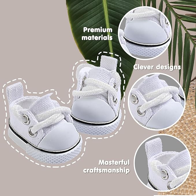 Ciunura Premium Doll Shoes for Lububu, Cute Doll Shoes for 4-7in Dolls, Ideal for Lububu Outfits(White Canvas)