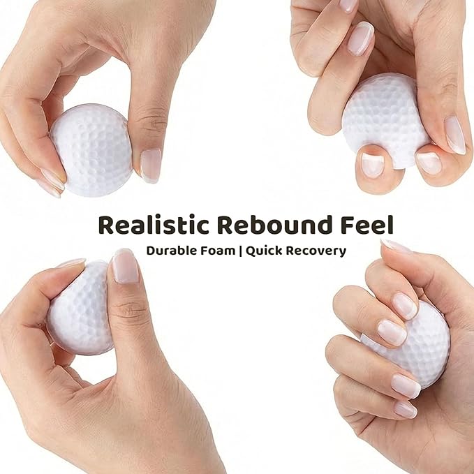 LovesTown 24PCS Golf Stress Ball, Foam Practice Balls, Party Decorations, White Squeeze Balls for Kids, Indoor Outdoor Party Favors