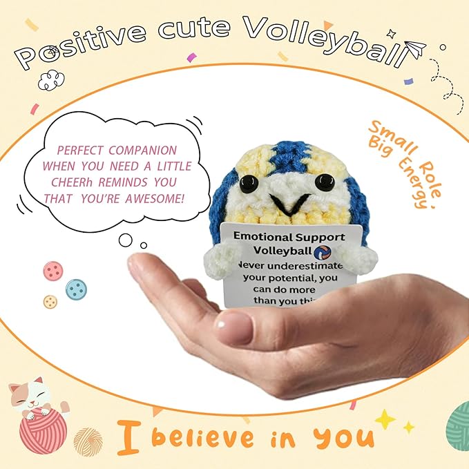Handmade Crochet Volleyball - Gift for Volleyball Lovers,Valentine's Day,Birthday Emotional Support,Unique Volleyballs Gifts and Things for Fans,Friends,Men,Women Players,Like Volleyballs Necklace