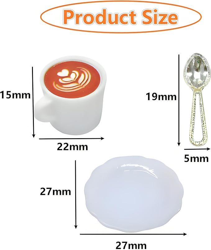 4Sets Miniature Dollhouse Dish Set – 1:12 Scale Plates, Spoons & Coffee Cups, Realistic Porcelain Tableware for Dollhouse Kitchen, Miniature Dinner Accessories,DIY Display & Decorative Utensils（White）