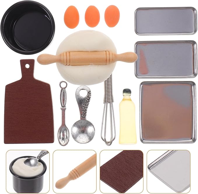 Miniature Baking Tool Set Mini House Kitchen Accessories Lightweight Miniature Cookware for Dollhouse Decor Cooking