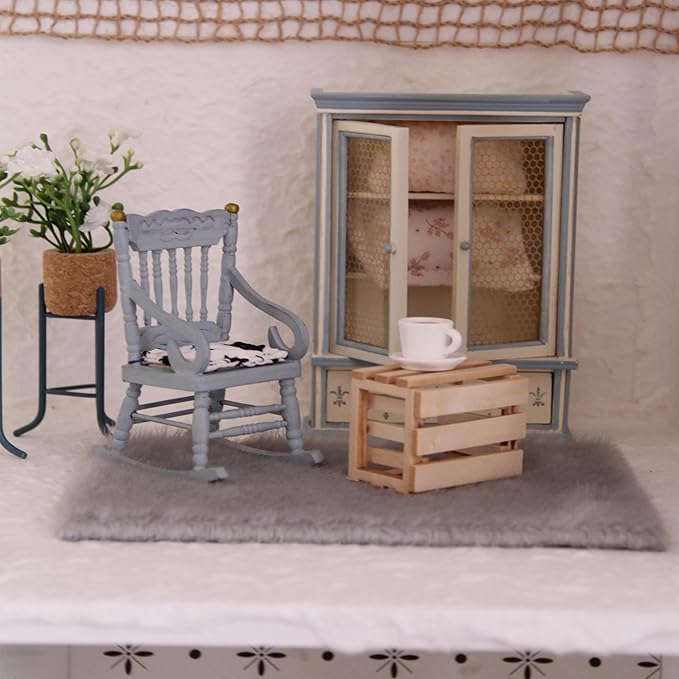 Funky Mini House Miniature Dollhouse Rug- 3 PCS 1:12 Scale Mini Carpet for Dollhouse Furniture Sets Ideal for Dollhouse Bedroom/Living Room Decor & DIY Craft Projects (Gray)