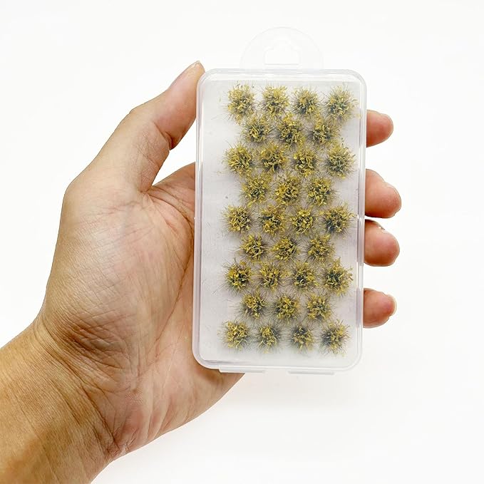 Woohome Static Grass Tufts Flower Cluster Vegetation Groups Miniature Flower Clusters for Terrain Railway Scenery Table Landscape, Yellow