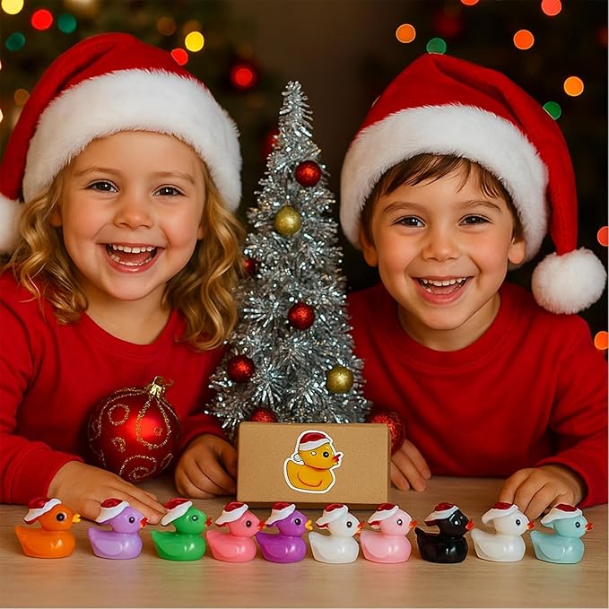 160Pcs Dollhouse Mini Resin Ducks with Hat Tiny Christmas Accessories Miniature Animals Bulk for Dollhouse Decor Micro Fairy Garden Landscape Aquarium Holiday Party Toys DIY Craft Kids Gift
