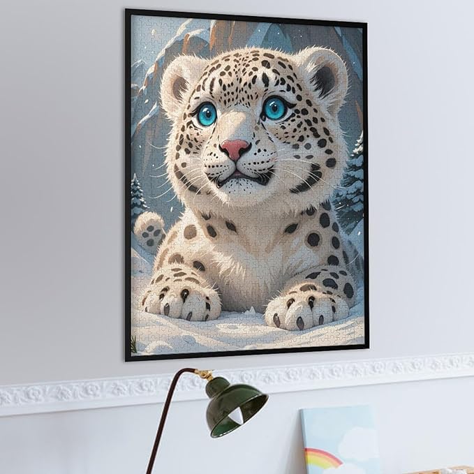 Jigsaw Puzzles for Adults 1000 Piece - Cute Snow Leopard Wooden Puzzle,Puzzle Games,Stress Relief Games,Funny Puzzles，Unique Gifts for Wall Art，Family Puzzles，Educational Games