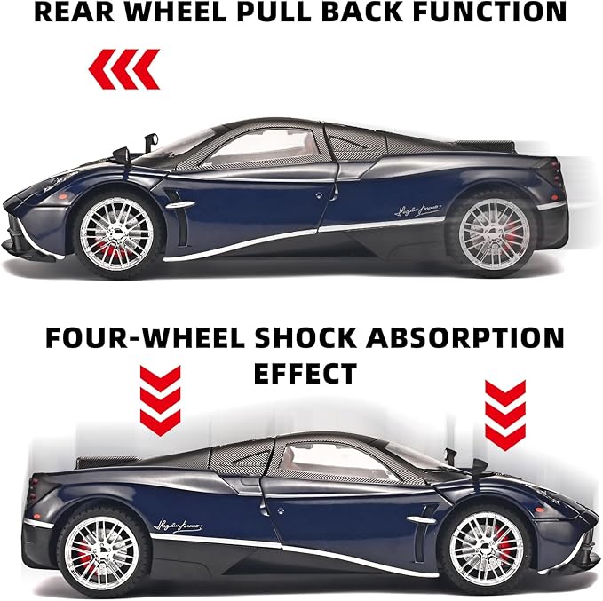 Car Toys for Boys 1 18 Scale Diecast Cars Compatible for Pagani Huayra Dinastia Model Car Kits Collection,Metal Pull Back Cars with Light and Sound,Toy Cars for Boys Age 4-7（Blue）