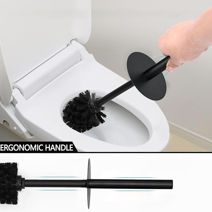 Indecor Home White Floral Branches Design Resin Toilet Bowl Brush and Holder Set, Elegant Bathroom Cleaning Tool with Durable Bristles, Compact and Functional