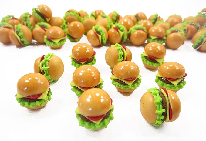 Dollhouse Miniatures Food Lot 10 Hamburger Cheese Burger Bakery Supply 13726