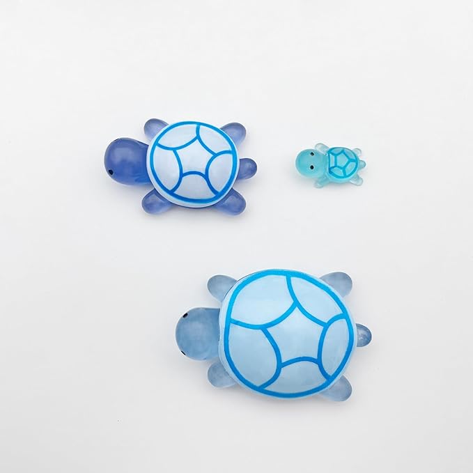 20 Pcs Turtle Family Resin Ornament Sea Turtle Models Statues Tortoise Decor Accessories Miniature Animal Decoration for Fairy Garden Micro Landscape Fish Tank Plant Bonsai Dollhouse (Blue)
