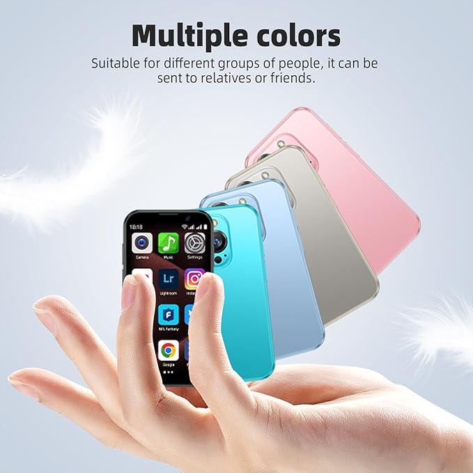 QHO Mini Phone Unlocked Mini Smartphone for Kids World's Smallest Cell Phone 3.0" HD Touch Screen Quad Core Dual Sim Card Face ID Android Compact Small Mobile Phones 2GB+16GB (Dark Blue)