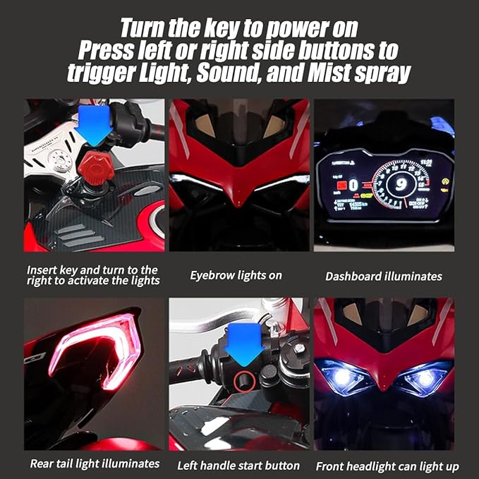 1/7 Scale Alloy Dynamic Motorcycle Model with Ignition System and Smoke Spray, Die-cast Motorcycle Gift for Adult Collectors & Enthusiasts