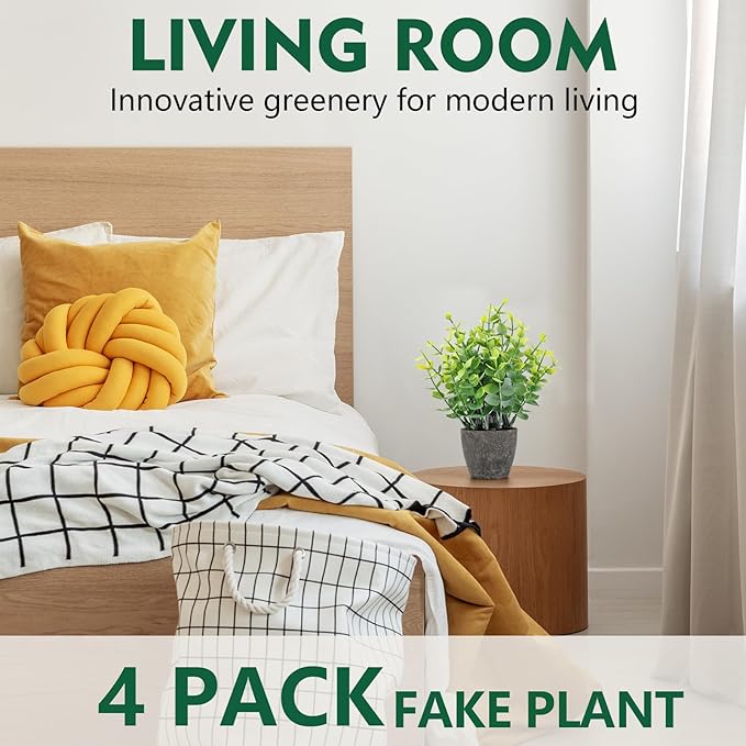 FAVOWREATH 2 Pack Fake Plants Ceramic Mini Artificial Greenery Potted Plants for Home Decor Office Decor Room Decor Farmhouse Decor Indoor Table Bathroom Decor