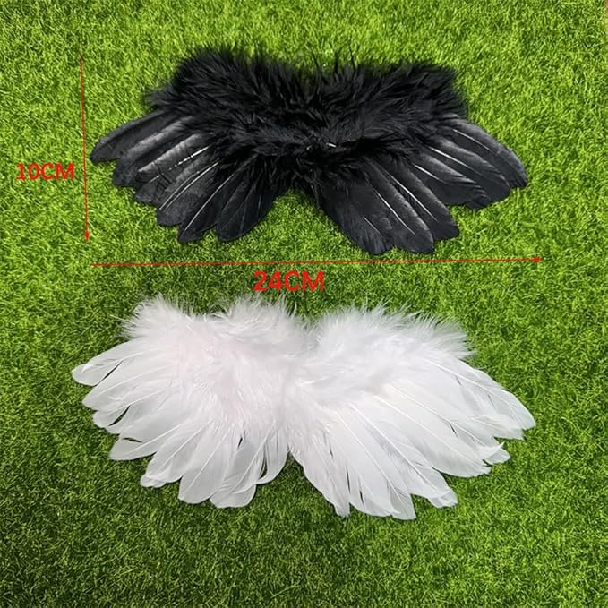2 PCS Angel Wings for labubu 15/17 CM,Doll Clothes Accessories Set- White and Black Wings Set