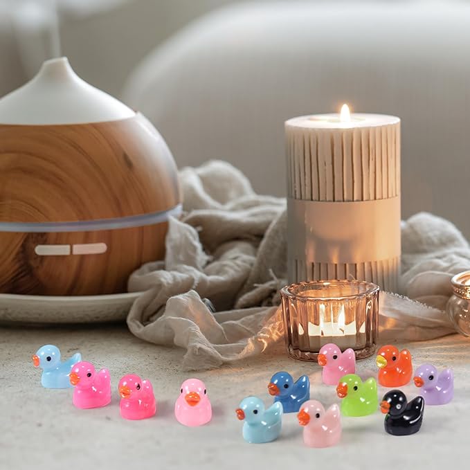 HUADELAIMA 200 Mini Duck Set 20 Colors 10 Each 0.7 x 0.6 x 0.4 Inches Ideal for Dollhouse Mini Fairy Gardens Aquarium Potted Plants Hide and Seek Creative DIY