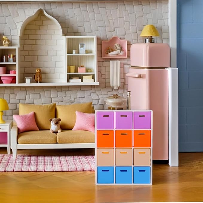 BESTonZON 1 12 Miniature Dollhouse Storage Shelf Plastic Organizer Diy Combination for Dollhouse Miniatures and Accessories Display