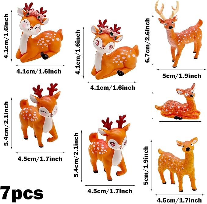 Cayway 7 PCS Deer Fairy Garden Accessories, Micro Landscape Miniature Deer, Micro Landscape Ornaments DIY Kit for DIY Craft Modeling Decor Micro Landscape