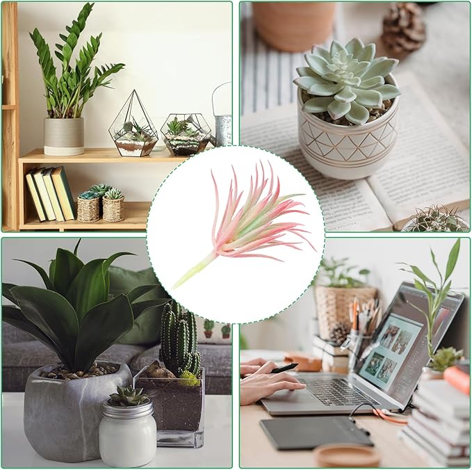 PATIKIL Artificial Succulent Plants, 2 Pack Small Fake Plants Faux Succulents Plant Unpotted for Home Garden Decoration, Pink
